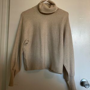 Cream turtleneck Pink Rose sweater